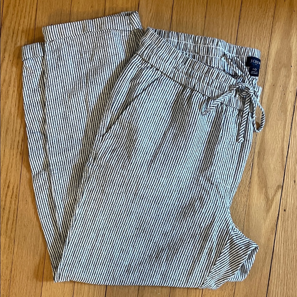 J.Crew Black and White Striped Drawstring Pants